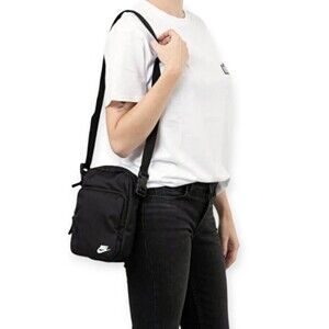 Nike Heritage Tote 2.0 Crossbody Festival Travel Bag - Black / White Swoosh